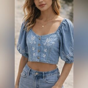 Jean Off-Shoulder Embroidered Top